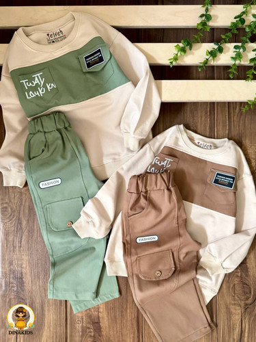 ست بلوزدورس و شلوار کتان بیرونی اسپورت جیب دار.