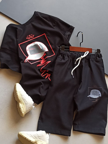 ست تیشرت شلوارک کتان طرح کلاه قیمت مناسب