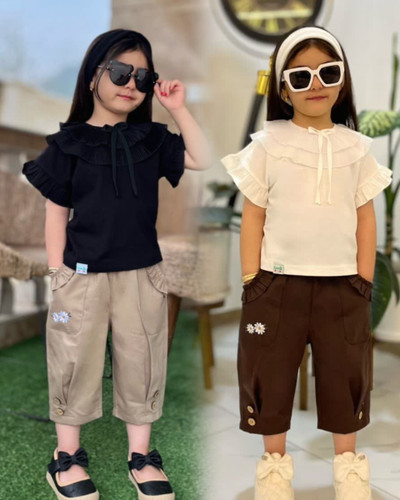 ست دخترونه بهاری تیشرت و شلوارک بابونه